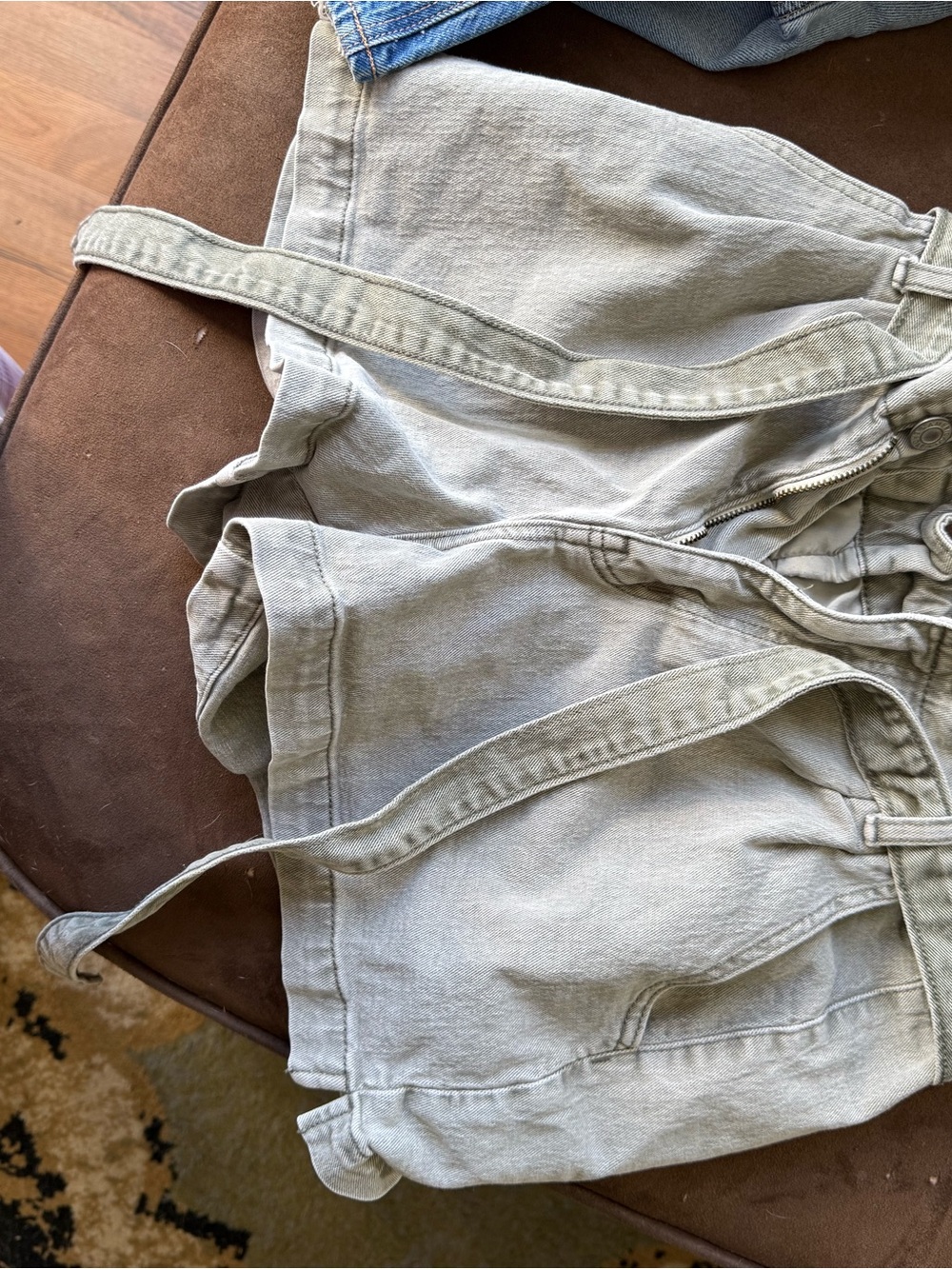 Light Sage Utility Shorts with Tie Waist